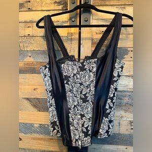 Empire Intimates Vintage Brocade Bustier Overbust Strapped Made in USA Size‎ 38